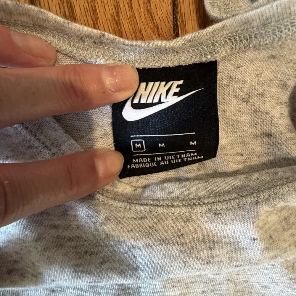 Nike Sportswear Tank  Womens Medium Gray Cotton Blend Cropped Logo Vintage Look